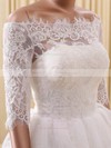 Cute A-line Off-the-shoulder Organza Tulle Appliques Lace Short/Mini 1/2 Sleeve Wedding Dresses #PDS00022822