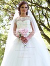 Ball Gown Scalloped Neck Tulle Appliques Lace Floor-length New Style Wedding Dresses #PDS00022830