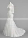 Modest Trumpet/Mermaid Scoop Neck Tulle Appliques Lace Sweep Train 3/4 Sleeve Wedding Dresses #PDS00022833