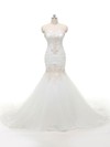 Trumpet/Mermaid Sweetheart Organza with Appliques Lace Sweep Train Wholesale Wedding Dresses #PDS00022840