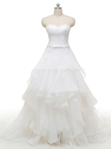Princess Sweetheart Organza with Appliques Lace Court Train Original Wedding Dresses #PDS00022841
