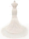 Trumpet/Mermaid V-neck Ivory Tulle Crystal Detailing Court Train Perfect Wedding Dresses #PDS00022845