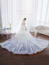 Classy Ball Gown Scoop Neck Tulle Lace Appliques Lace Chapel Train Long Sleeve Wedding Dresses #PDS00022851