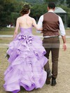 A-line Halter Organza Cascading Ruffles Asymmetrical High Low Exclusive Wedding Dresses #PDS00022852