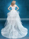 Unique A-line V-neck Tulle with Appliques Lace Asymmetrical High Low Wedding Dresses #PDS00022859