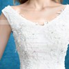 Unique A-line V-neck Tulle with Appliques Lace Asymmetrical High Low Wedding Dresses #PDS00022859