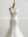 Wholesale Trumpet/Mermaid Scoop Neck Tulle with Sequins Sweep Train Lace-up Wedding Dresses #PDS00022864