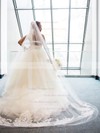 New Arrival Ball Gown Strapless White Tulle Ruffles Court Train Backless Wedding Dresses #PDS00022867
