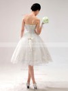 Princess Satin Lace Sweetheart Beading Lace-up Knee-length Wedding Dress #PDS00017014