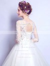 Classy Ball Gown Scoop Neck Tulle Appliques Lace Floor-length 1/2 Sleeve Wedding Dresses #PDS00022876