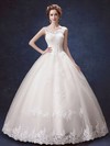 Ball Gown Scoop Neck Satin Tulle with Bow Floor-length Lace-up Elegant Wedding Dresses #PDS00022877
