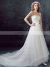 A-line Sweetheart Organza Tulle Appliques Lace Asymmetrical New Style Wedding Dresses #PDS00022878