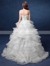 A-line Sweetheart Organza with Tiered Asymmetrical High Low Exclusive Wedding Dresses #PDS00022892