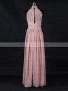 A-line High Neck Floor-length Chiffon with Ruffles Bridesmaid Dresses #PDS01013116