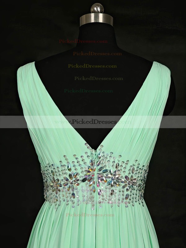 A-line V-neck Floor-length Chiffon with Beading Bridesmaid Dresses #PDS01013119