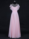 A-line Scoop Neck Floor-length Tulle Chiffon with Ruffles Bridesmaid Dresses #PDS01013125