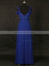 A-line V-neck Floor-length Chiffon with Ruffles Bridesmaid Dresses #PDS01013127