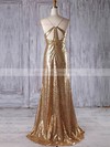 Empire V-neck Sweep Train Sequined with Ruffles Bridesmaid Dresses #PDS01013182