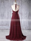 A-line Halter Sweep Train Chiffon with Sashes / Ribbons Bridesmaid Dresses #PDS01013185