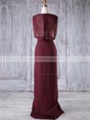 Sheath/Column V-neck Floor-length Lace Chiffon with Split Front Bridesmaid Dresses #PDS01013186