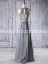 A-line V-neck Floor-length Chiffon Tulle with Appliques Lace Bridesmaid Dresses #PDS01013198
