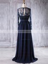 A-line V-neck Sweep Train Chiffon Tulle with Split Front Bridesmaid Dresses #PDS01013214