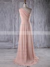 A-line One Shoulder Sweep Train Chiffon with Ruffles Bridesmaid Dresses #PDS01013215