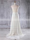 A-line Scoop Neck Sweep Train Chiffon Tulle with Appliques Lace Bridesmaid Dresses #PDS01013224