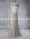 Sheath/Column Scoop Neck Sweep Train Chiffon Tulle with Appliques Lace Bridesmaid Dresses #PDS01013234