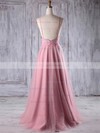 A-line Scoop Neck Floor-length Tulle with Appliques Lace Bridesmaid Dresses #PDS01013243