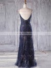 Sheath/Column V-neck Floor-length Tulle with Beading Bridesmaid Dresses #PDS01013248