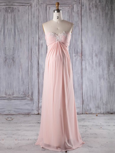 Empire Sweetheart Floor-length Chiffon with Appliques Lace Bridesmaid Dresses #PDS01013252