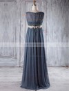Empire Scoop Neck Floor-length Chiffon with Sashes / Ribbons Bridesmaid Dresses #PDS01013254