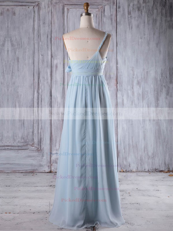 Empire One Shoulder Floor-length Chiffon with Sashes / Ribbons Bridesmaid Dresses #PDS01013257