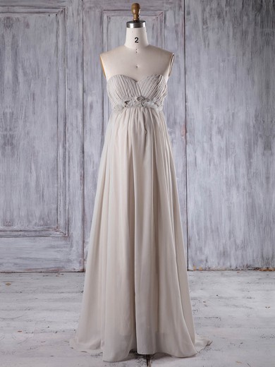 Empire Sweetheart Floor-length Chiffon with Flower(s) Bridesmaid Dresses #PDS01013261