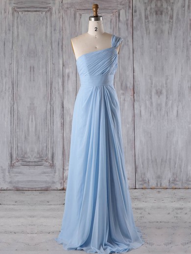 A-line Scoop Neck Floor-length Chiffon with Ruffles Bridesmaid Dresses #PDS01013268
