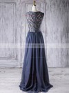 A-line Scoop Neck Floor-length Chiffon with Lace Bridesmaid Dresses #PDS01013273