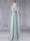 A-line V-neck Floor-length Chiffon with Sashes / Ribbons Bridesmaid Dresses #PDS01013281