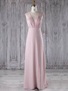 A-line V-neck Floor-length Lace Chiffon with Ruffles Bridesmaid Dresses #PDS01013282