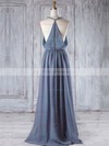 A-line V-neck Floor-length Chiffon with Ruffles Bridesmaid Dresses #PDS01013293