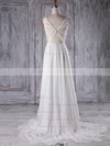 A-line V-neck Sweep Train Chiffon with Appliques Lace Bridesmaid Dresses #PDS01013299