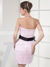Satin Sheath/Column Strapless Short/Mini Sashes/Ribbons Bridesmaid Dresses #PDS01011696