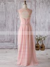A-line Scoop Neck Floor-length Chiffon Tulle with Appliques Lace Bridesmaid Dresses #PDS01013321