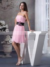 Chiffon A-line Strapless Short/Mini Pleats Bridesmaid Dresses #PDS01011697