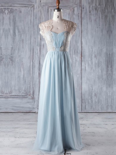 A-line Sweetheart Floor-length Lace Chiffon with Ruffles Bridesmaid Dresses #PDS01013327