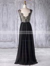 A-line V-neck Floor-length Lace Chiffon with Sashes / Ribbons Bridesmaid Dresses #PDS01013328