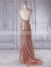 Trumpet/Mermaid V-neck Sweep Train Sequined with Ruffles Bridesmaid Dresses #PDS01013336