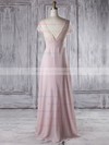 Empire V-neck Floor-length Lace Chiffon with Ruffles Bridesmaid Dresses #PDS01013339