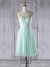 A-line Scoop Neck Knee-length Tulle with Beading Bridesmaid Dresses #PDS01013344