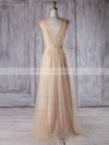 A-line V-neck Floor-length Lace Tulle with Sashes / Ribbons Bridesmaid Dresses #PDS01013353
